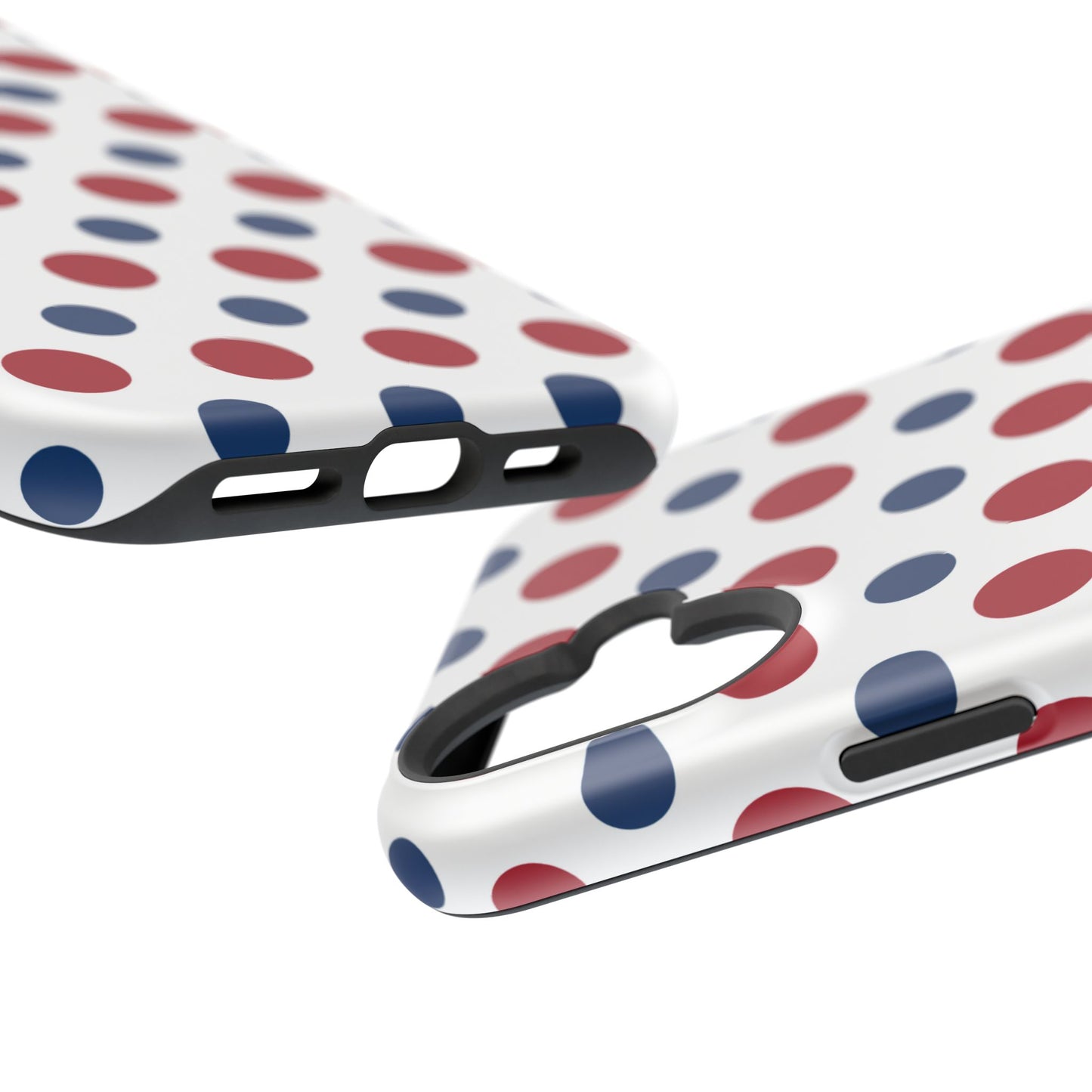 Patriotic Navy, White, and Red Polka Dot MagSafe iPhone Case