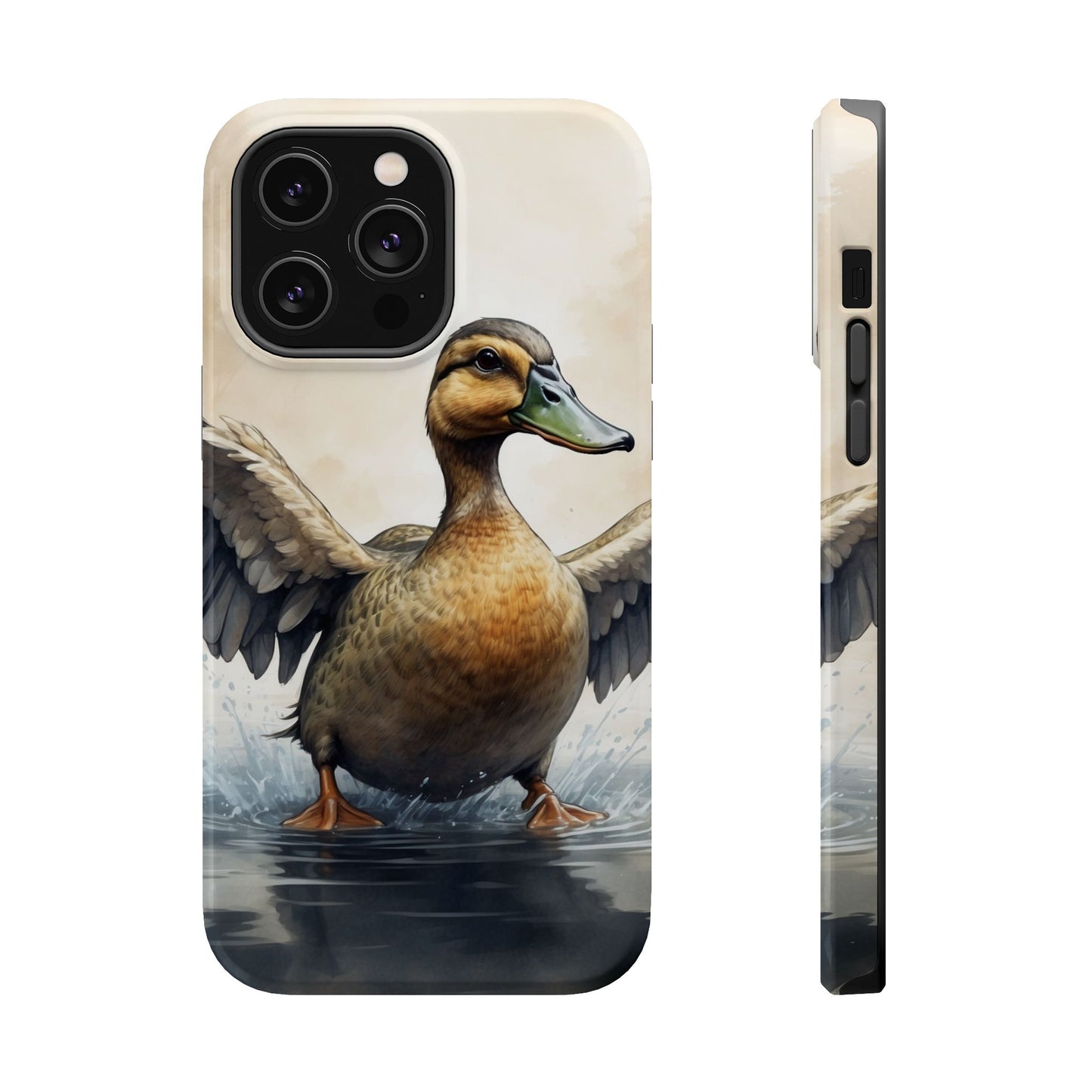 Graceful Duck in Watercolor Scene - MagSafe iPhone Case