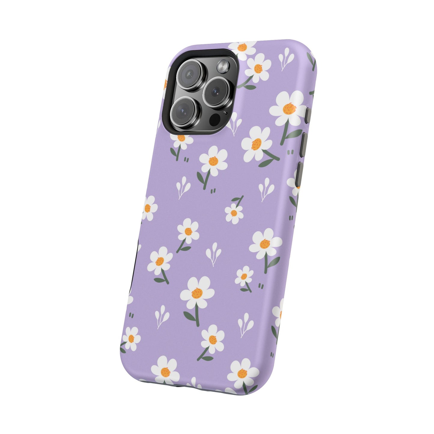 Purple Daisy Garden MagSafe  iPhone Case – Soft Lavender Background, Shockproof Protection with Slim Fit