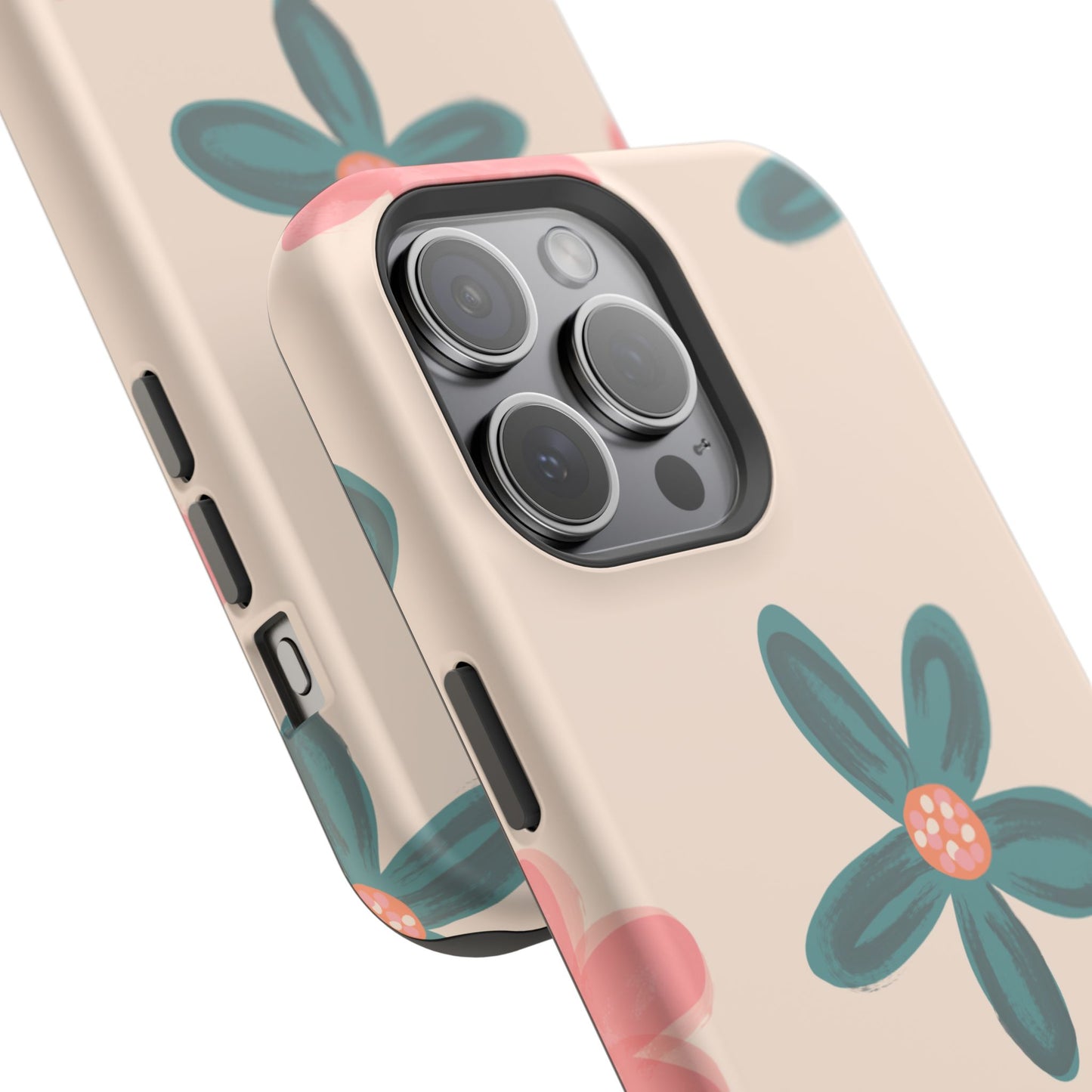 Vintage Floral Tough MagSafe iPhone Case – Soft Matte Finish with Dual-Layer Protection