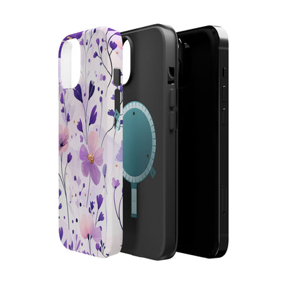 Purple Floral Bliss MagSafe iPhone Case – Delicate Blossom Design