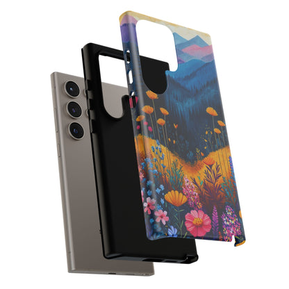 Vibrant Wildflower Mountain Samsung Galaxy  Case – Bold Nature Art, Dual-Layer Protection