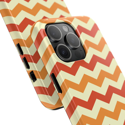 Warm Sunset Chevron – Orange, Red & Cream Geometric iPhone Case