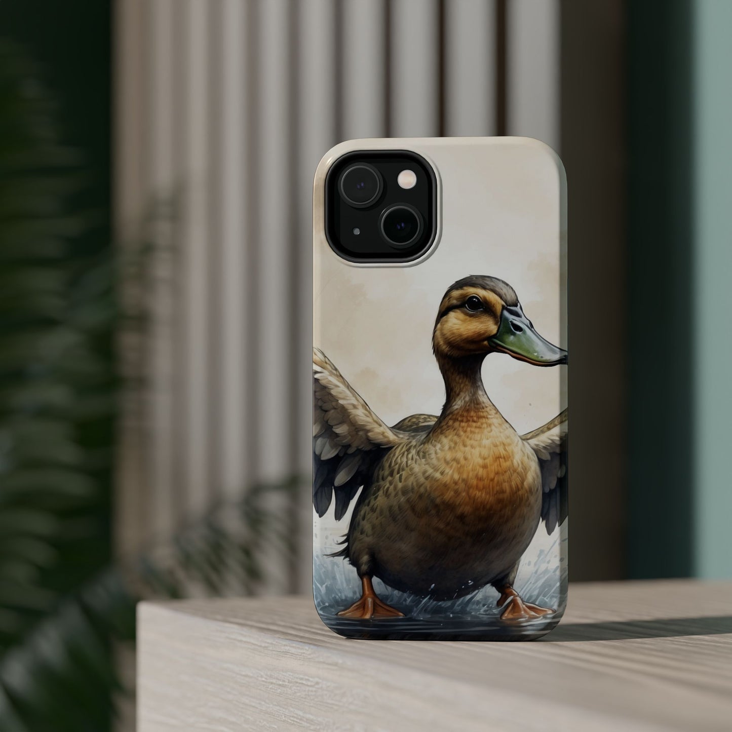 Graceful Duck in Watercolor Scene - MagSafe iPhone Case