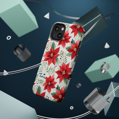 Festive Poinsettia Holiday Pattern – MagSafe iPhone Series Case