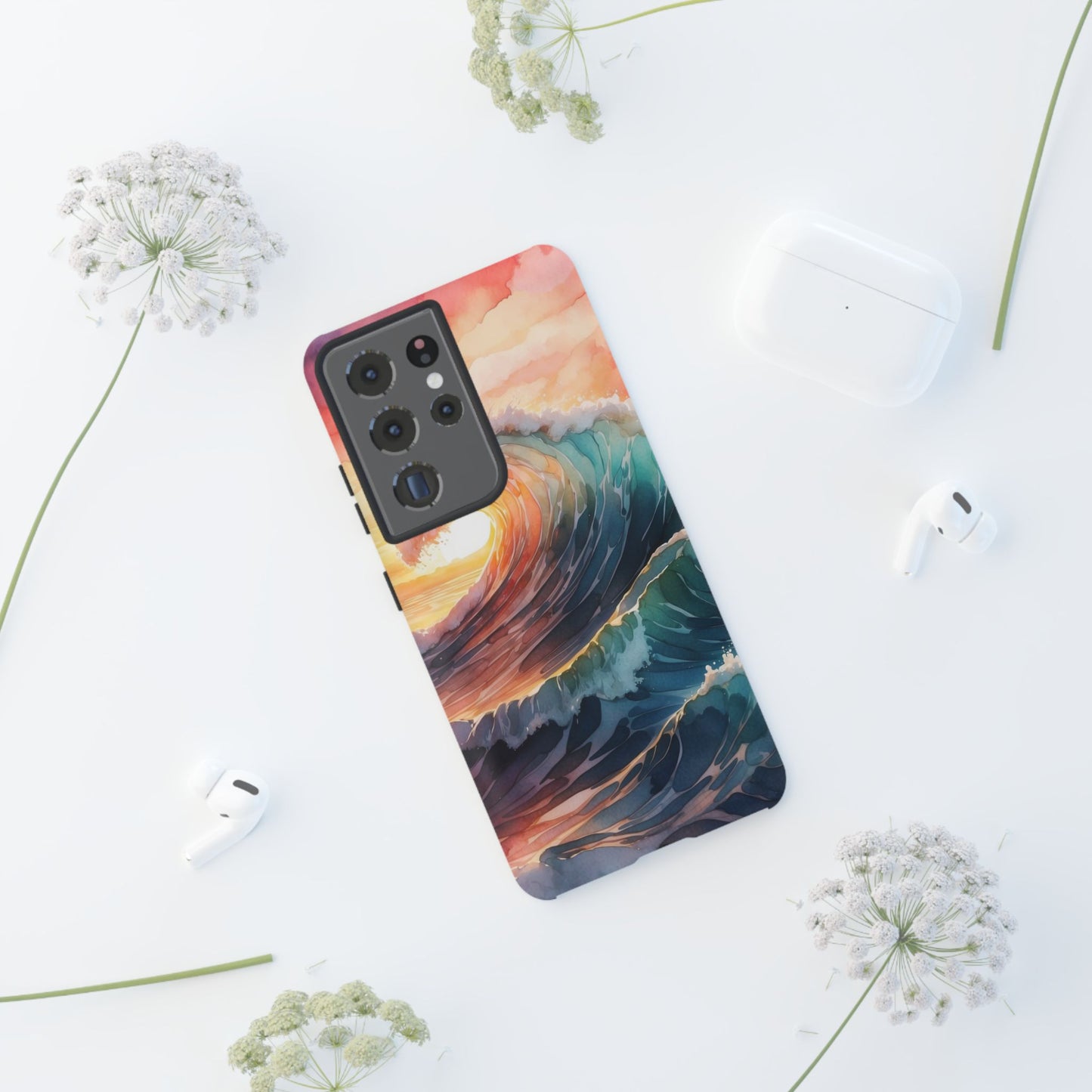 Ocean Sunrise Wave Samsung Galaxy Case – Vibrant Watercolor Wave Design
