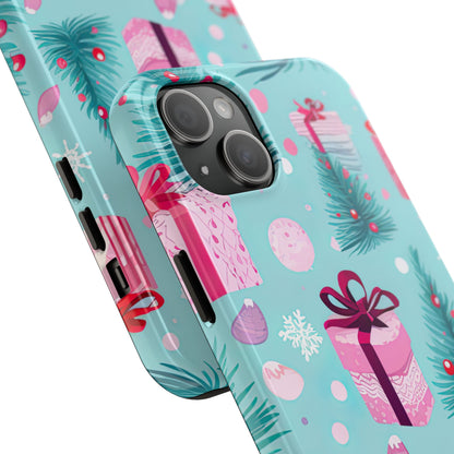 Festive Pink Christmas Gifts and Evergreen iPhone Case – Holiday Theme, Protective Cover