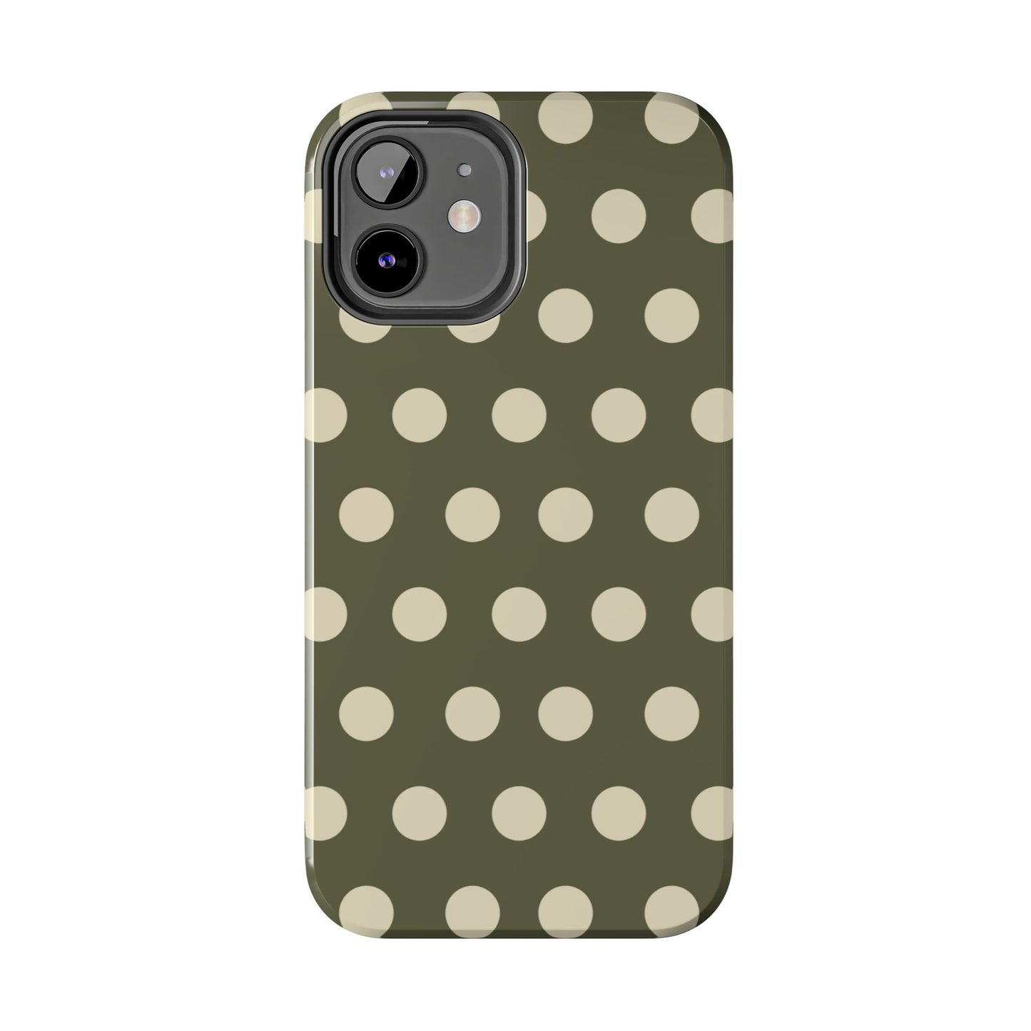 Vintage Green & Cream Polka Dots – iPhone Case