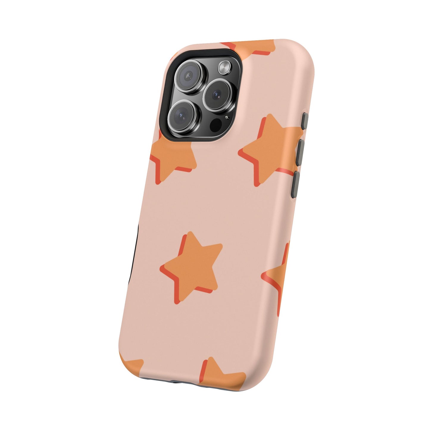 Retro Orange Stars MagSafe iPhone Case – Shock-Resistant, Smooth Matte Finish, Dual-Layer Design