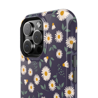 Midnight Daisy MagSafe iPhone Case – Dark Navy Floral Design, Slim and Protective