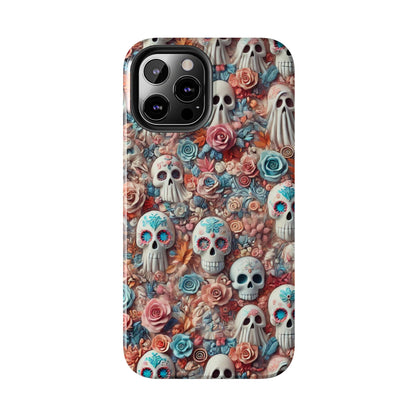 Day of the Dead Floral Skull iPhone Case - Colorful Protective Cover - Halloween Spooky Autumn Case