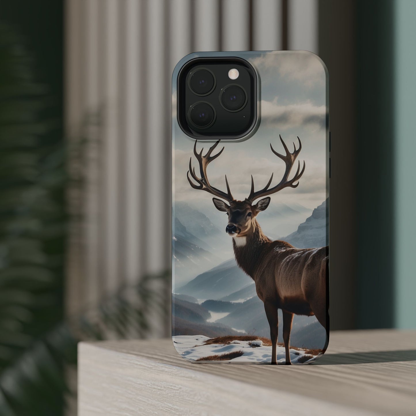 Alpine Majesty: Stag in Snow – MagSafe iPhone Case