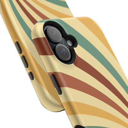 Earthy Retro Swirl MagSafe iPhone Case – Dual-Layer Protection with 70s-Inspired Earth Tones