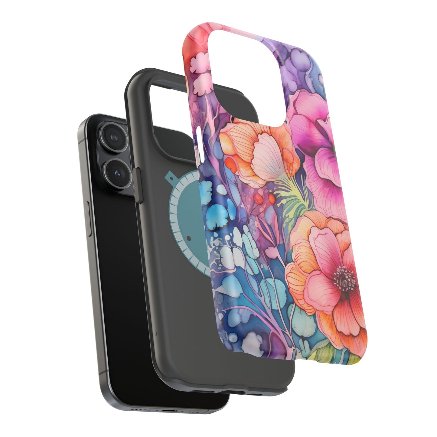 Bright Watercolor Floral Splash MagSafe iPhone Series Case – Bold Artistic Design