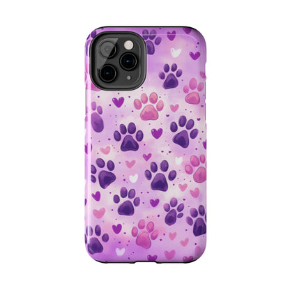 Purple Paw Print iPhone Case - Cute Pet-Themed Protective Cover