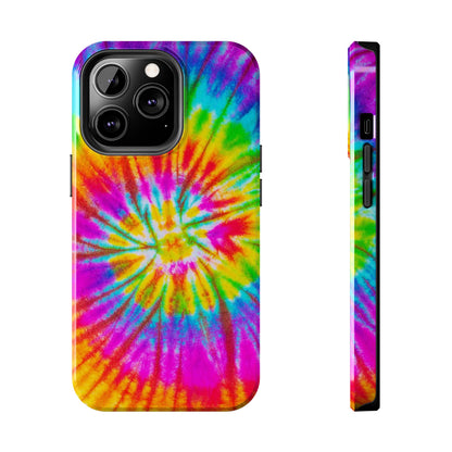 Rainbow Spiral Tie-Dye iPhone Case – Bright & Retro Design