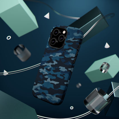 Dark Blue Camouflage – MagSafe iPhone Case with Modern Rugged Style