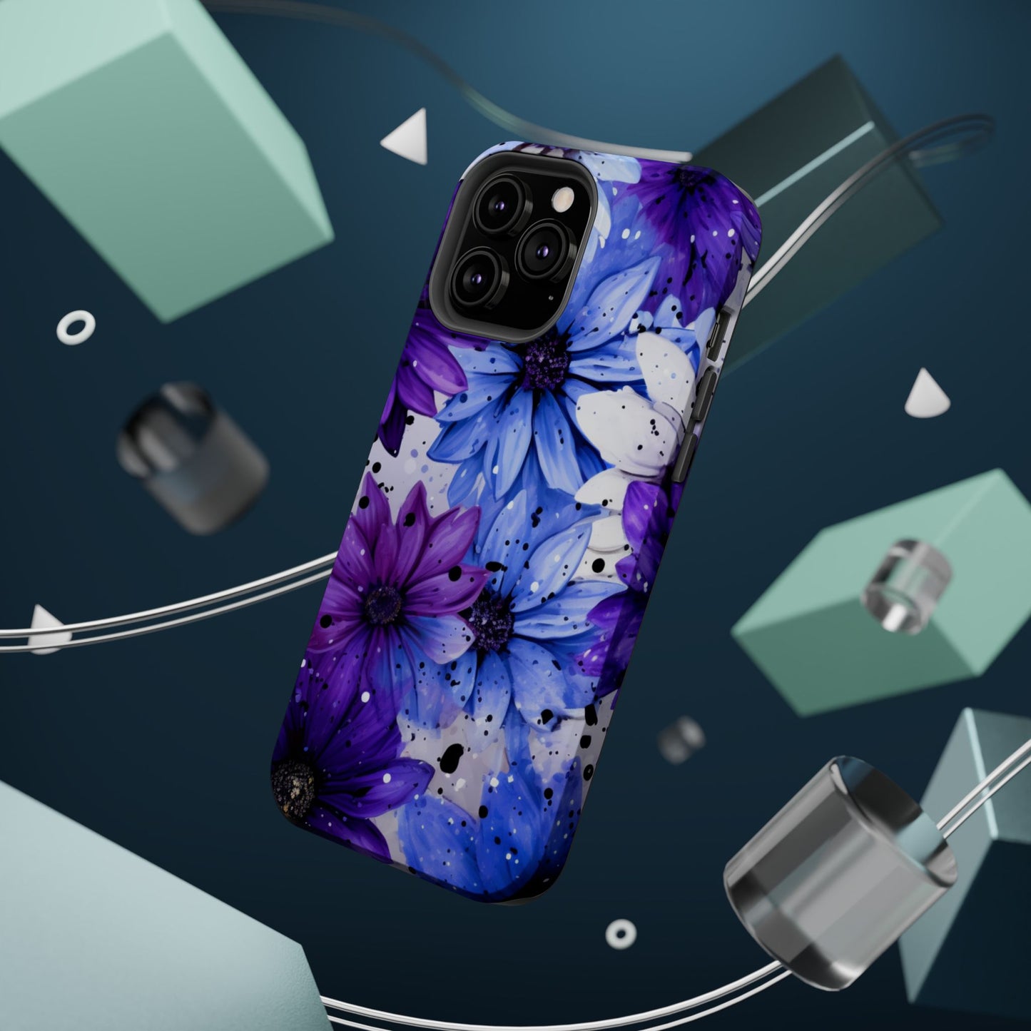 Vibrant Purple & Blue Floral Splash - MagSafe iPhone Series Case