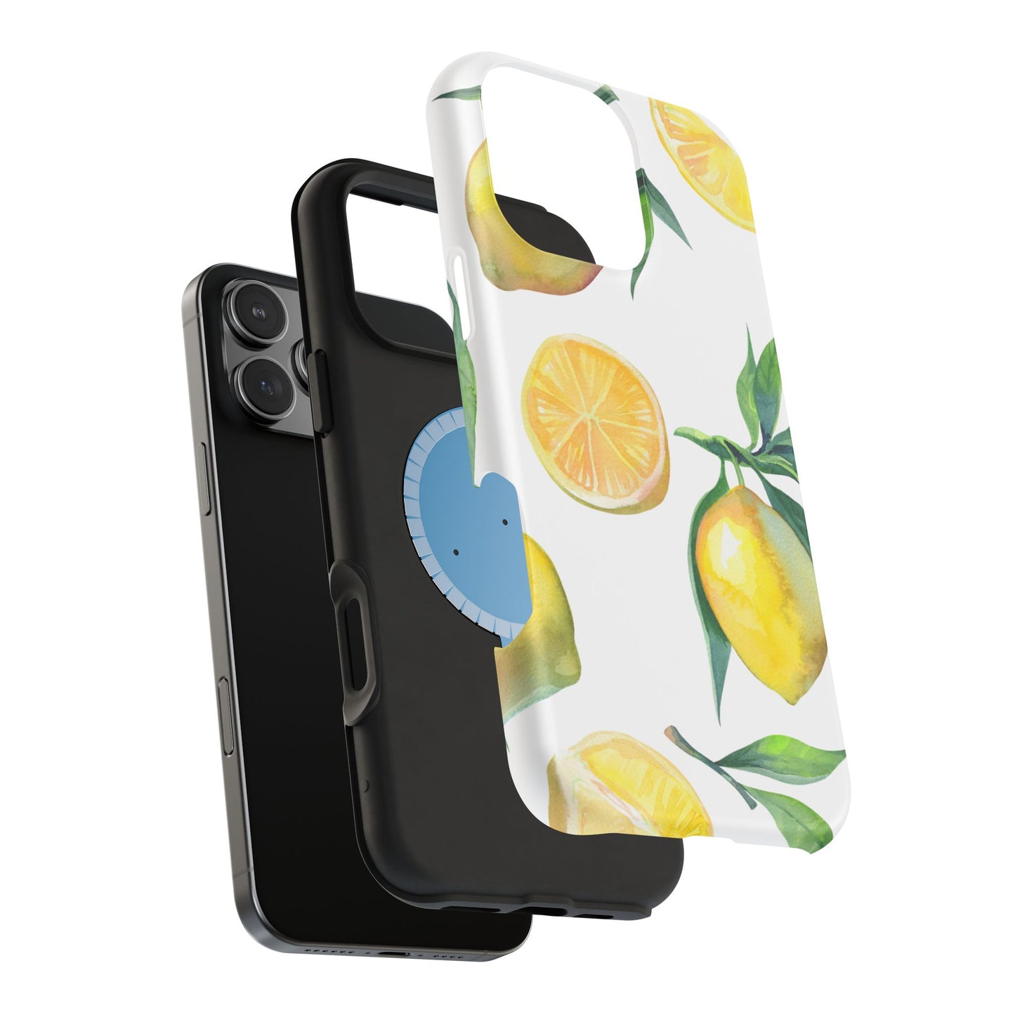 Lemon Grove Watercolor Tough MagSafe iPhone Case – Fresh Citrus Design, Dual-Layer Protection