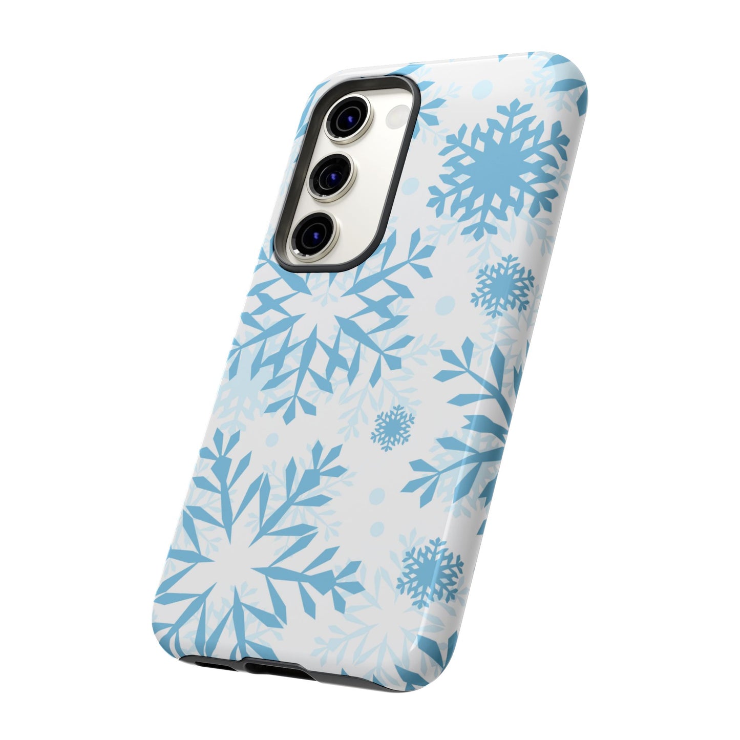 Frosty Blue Snowflakes Samsung Galaxy Case – Shockproof, Smooth Matte Finish, Dual-Layer Design