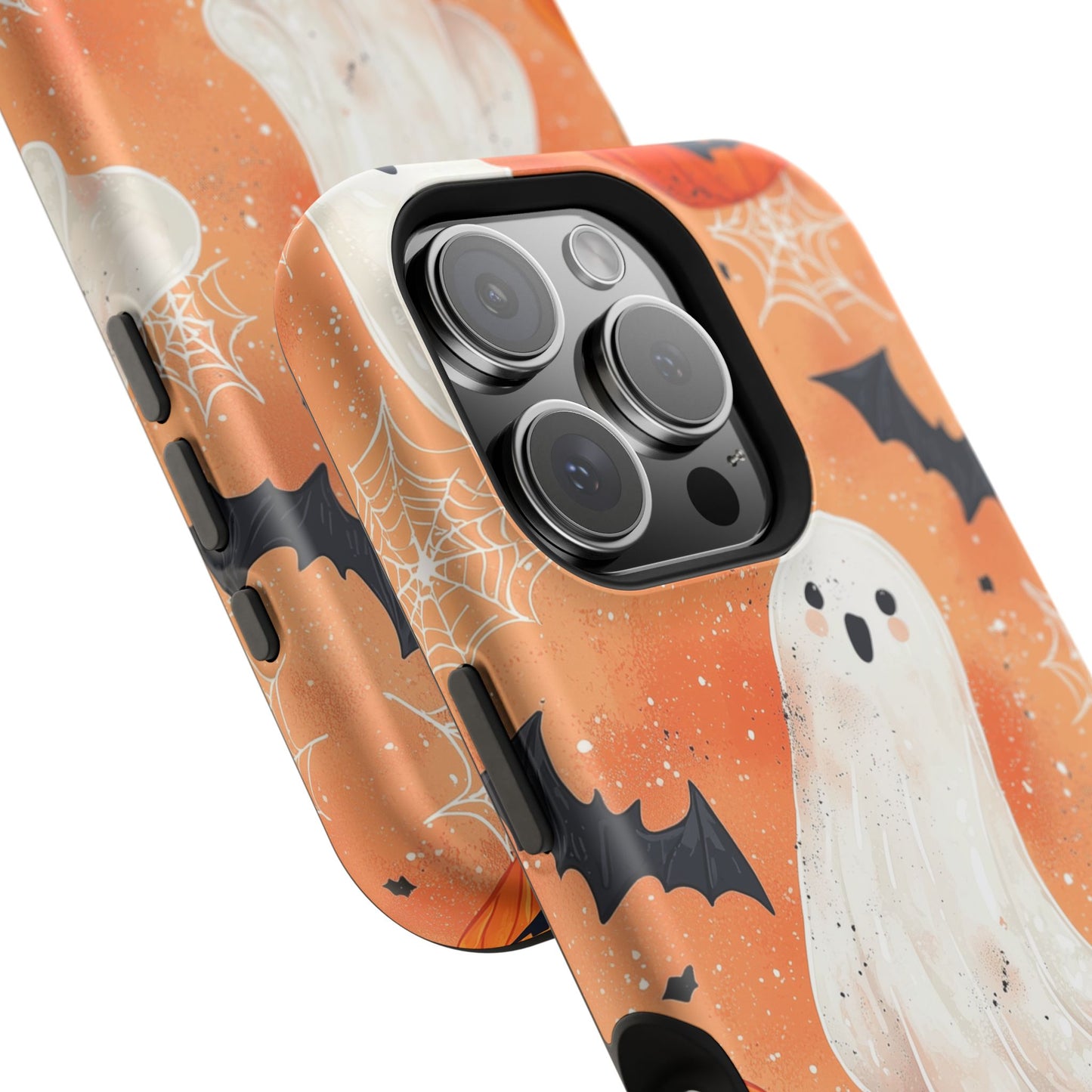 Spooky Cute Ghost MagSafe iPhone Case – Halloween Ghosts, Pumpkins, Bats & Cobwebs Design