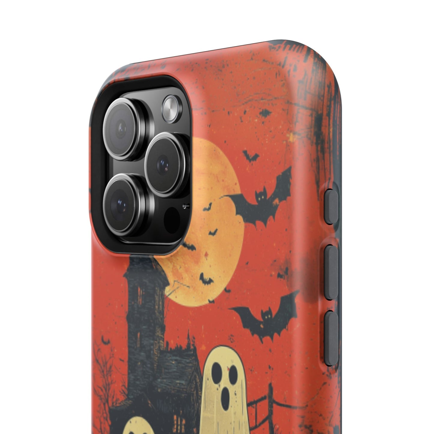 Haunted House & Ghosts MagSafe iPhone Case – Spooky Halloween Full Moon Design