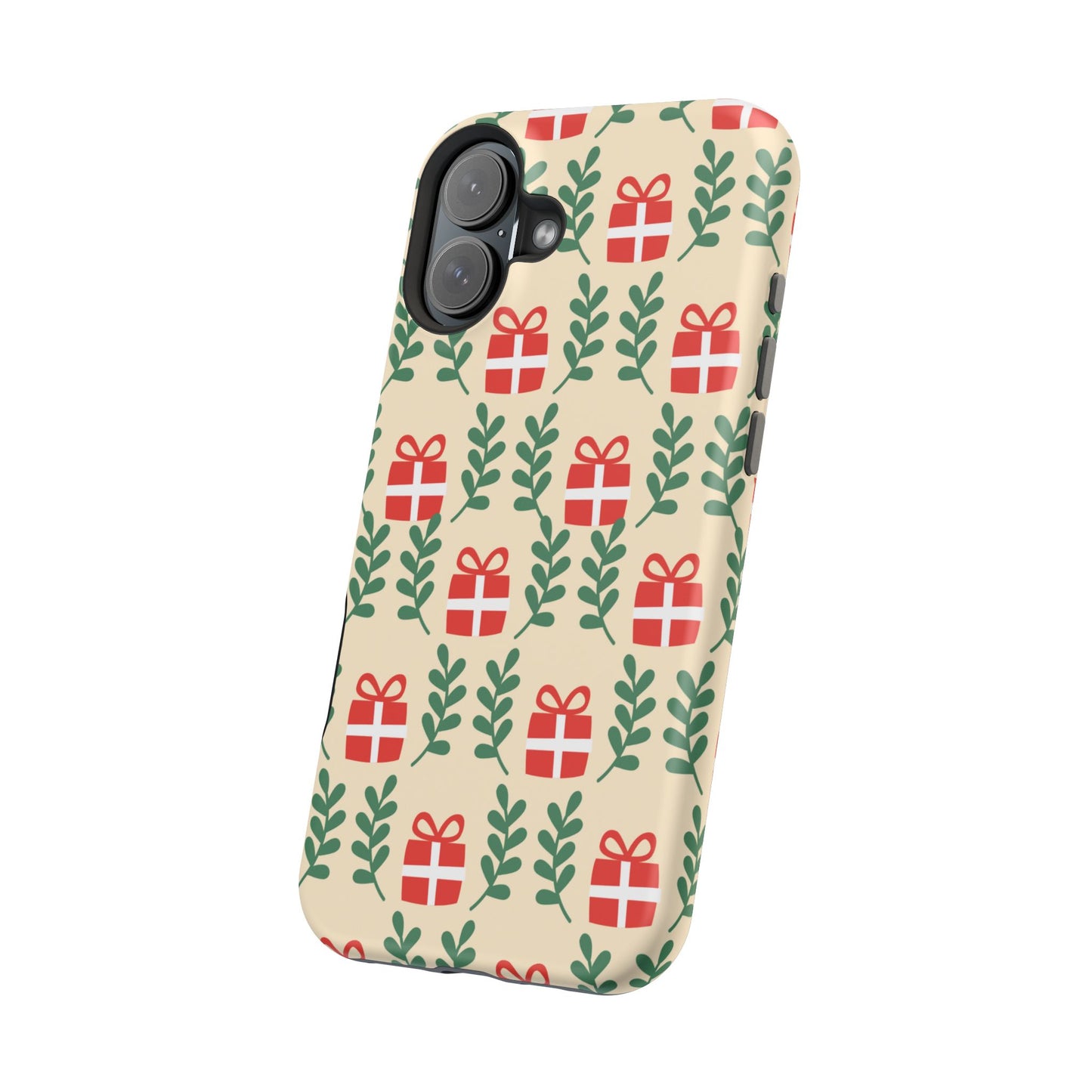 MagSafe iPhone Case: Holiday Cheer – Red Gifts & Green Leaves