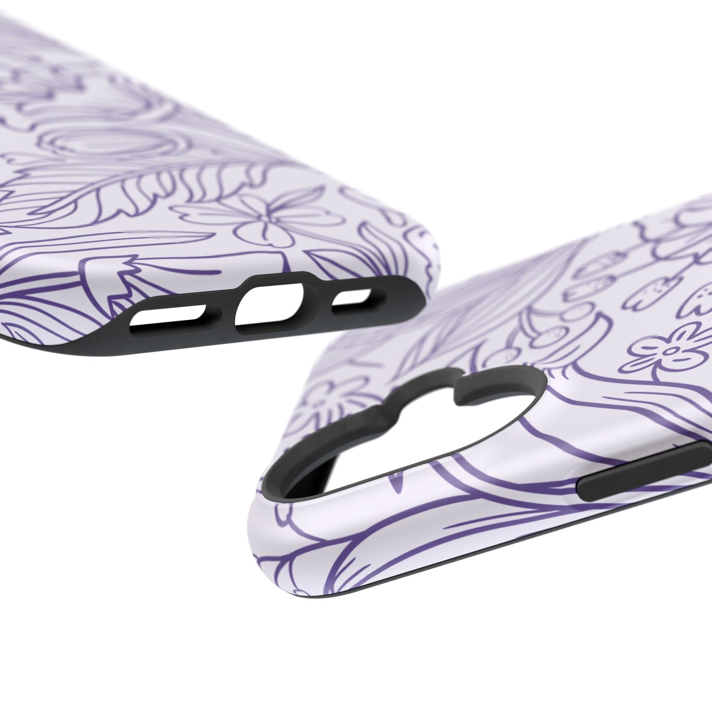 Lavender Floral Line Art Tough MagSafe iPhone Case – Minimalist Botanical Design with Dual-Layer Protection