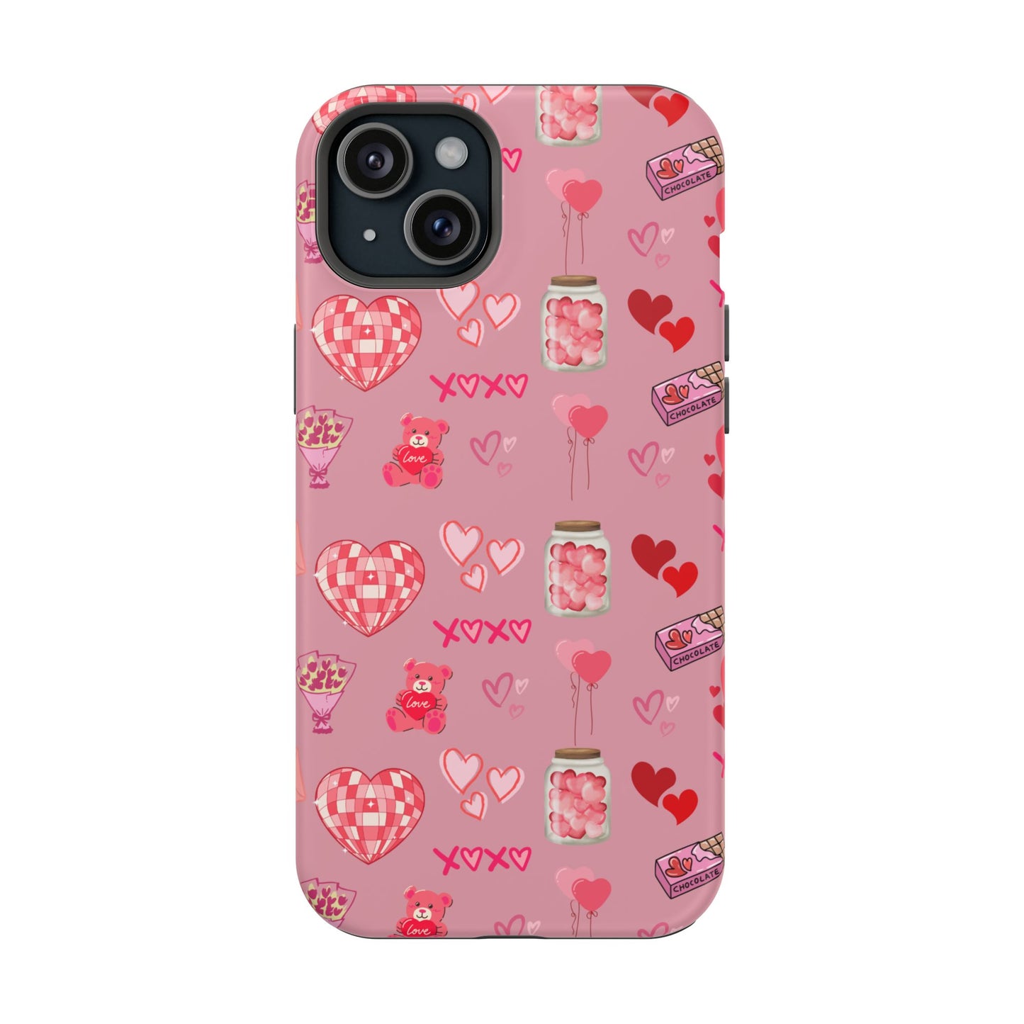 Pink Valentine Love Collage – MagSafe-Compatible iPhone Case