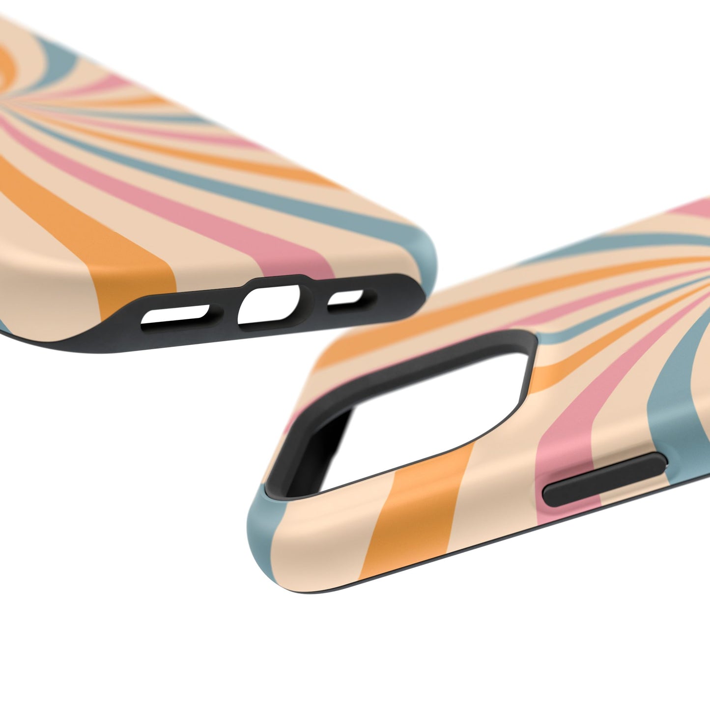 Retro Swirl Pattern MagSafe iPhone Case – Bold 70s Vibe in Pink, Orange, and Orange