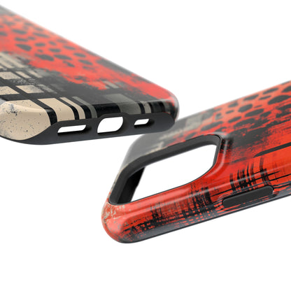 MagSafe iPhone Case: Cheetah Plaid – Red & Black Pattern