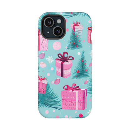 Festive Pink Christmas Gifts and Evergreen MagSafe iPhone Case – Holiday Theme, Protective Cover