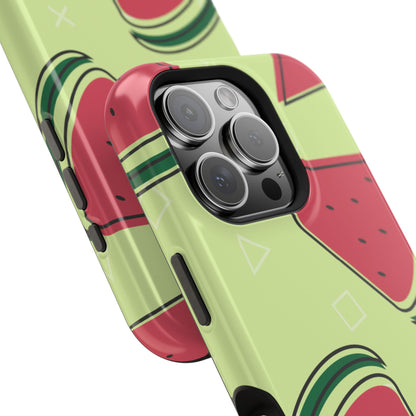 Watermelon Slice MagSafe iPhone Case – Fresh & Fun Design with Retro Geometric Pattern