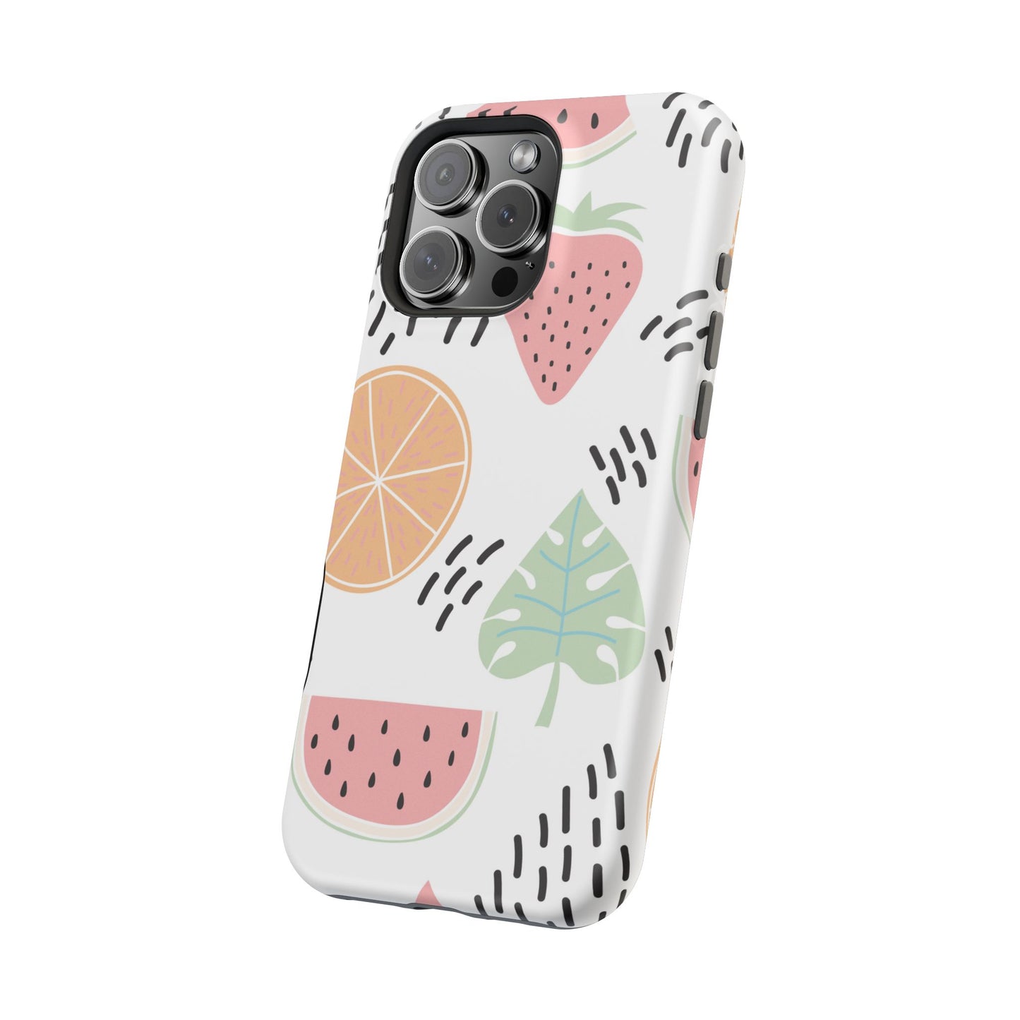 Tropical Fruit Fiesta Tough MagSafe iPhone Case – Fun Watermelon, Pineapple, and Citrus Design