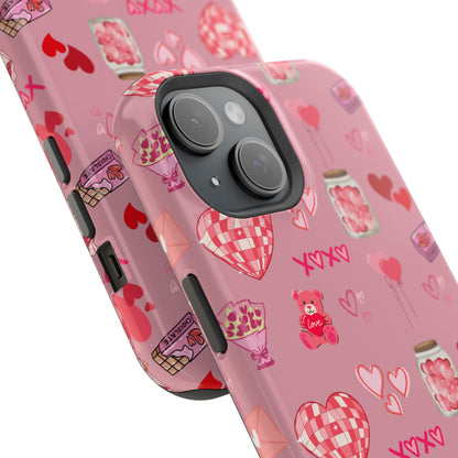 Pink Valentine Love Collage – MagSafe-Compatible iPhone Case