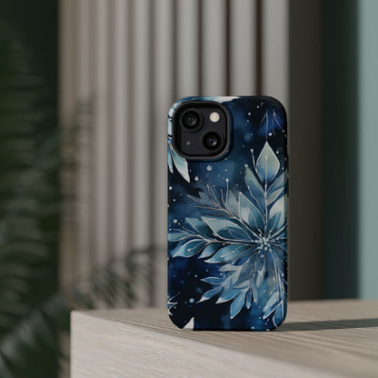 Winter’s Embrace – Blue Snowflake MagSafe iPhone Case