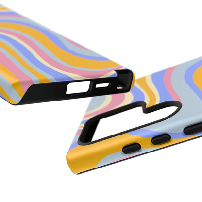 Groovy Pastel Waves Samsung Galaxy Case – 70s-Inspired Design with Dual-Layer Protection