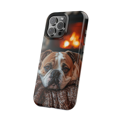 Cozy Bulldog MagSafe Case – Fireside-Inspired Protective Cover