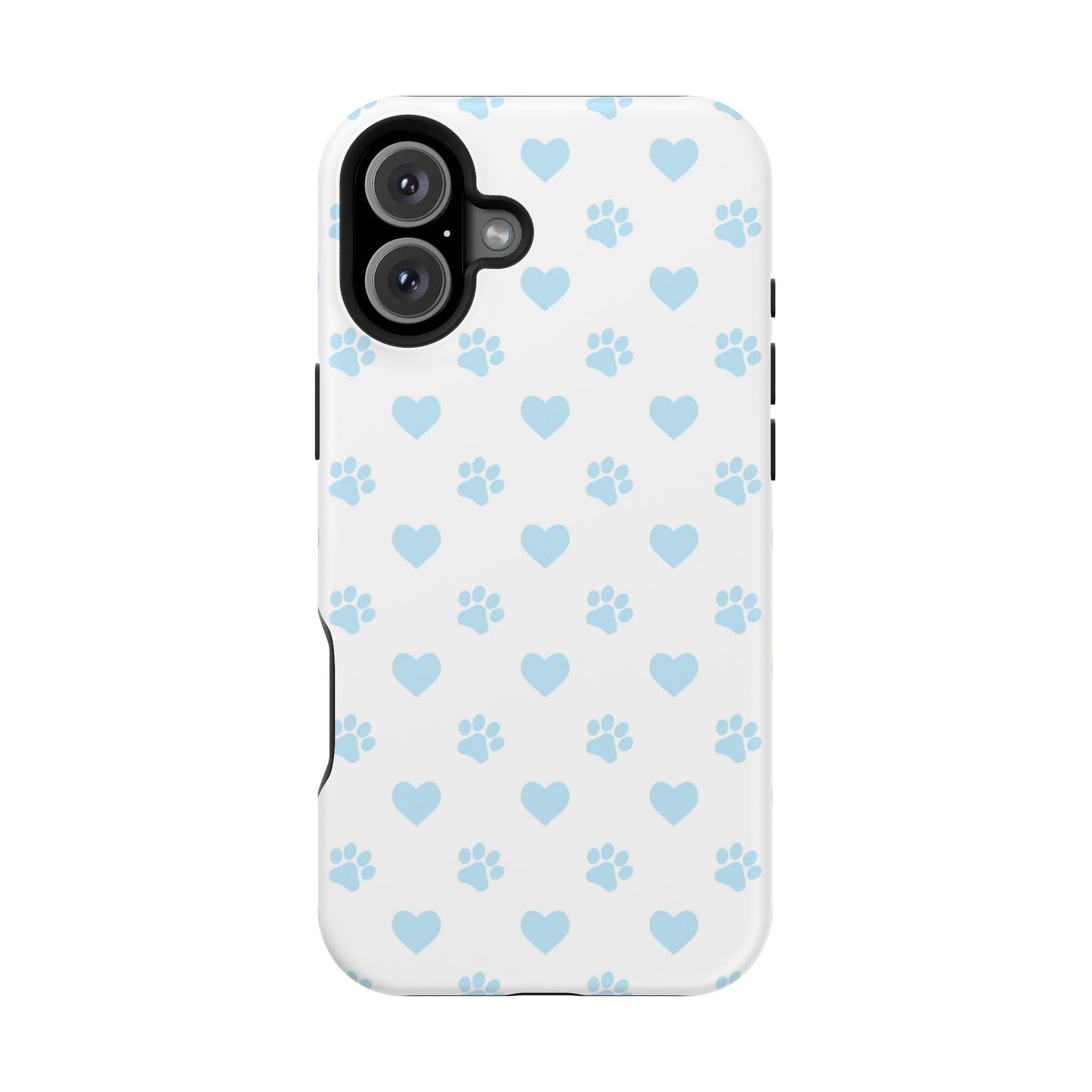 Light Blue Paw Prints & Hearts – MagSafe iPhone Case for Pet Lovers