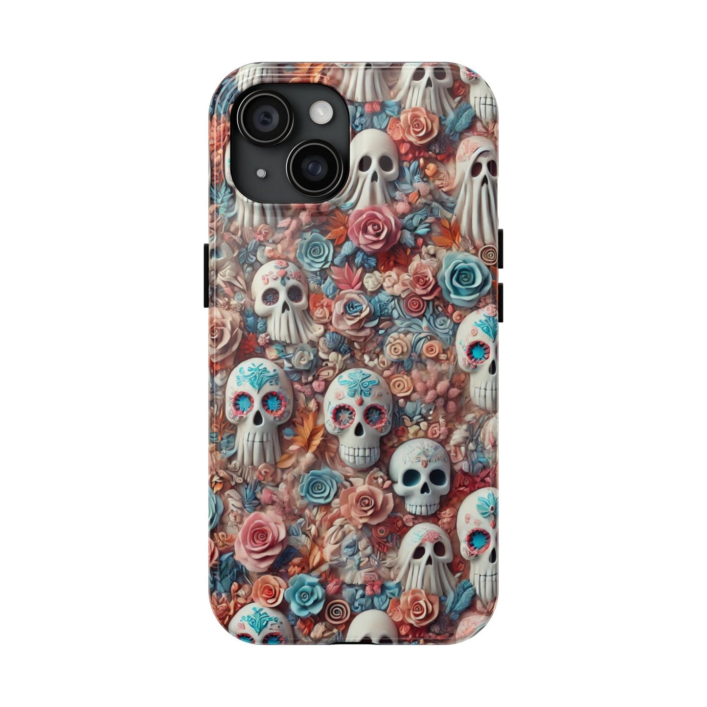 Day of the Dead Floral Skull iPhone Case - Colorful Protective Cover - Halloween Spooky Autumn Case