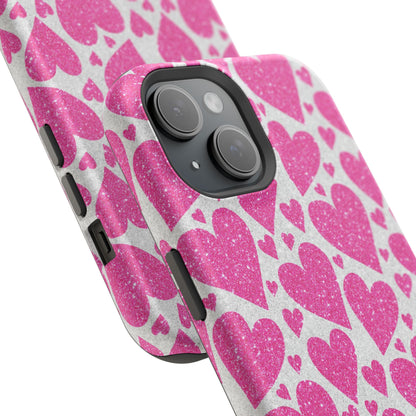 Pink Glitter Hearts Pattern MagSafe Case