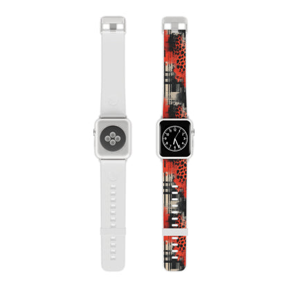 Cheetah Plaid Red & Black Pattern Apple Watch Band