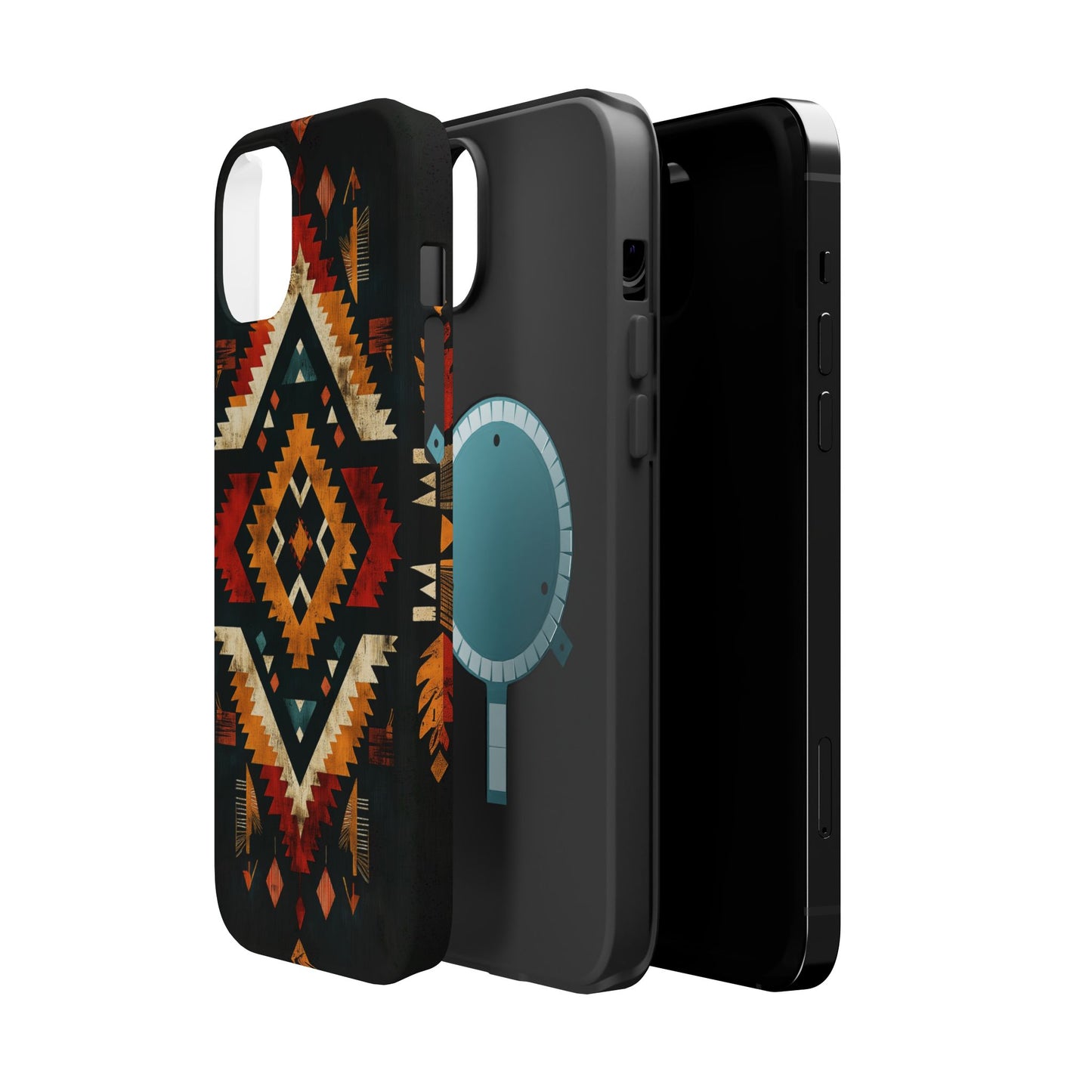 Southwestern Tribal Diamond Tough MagSafe iPhone Case – Bold Geometric Pattern, Dual-Layer Protection