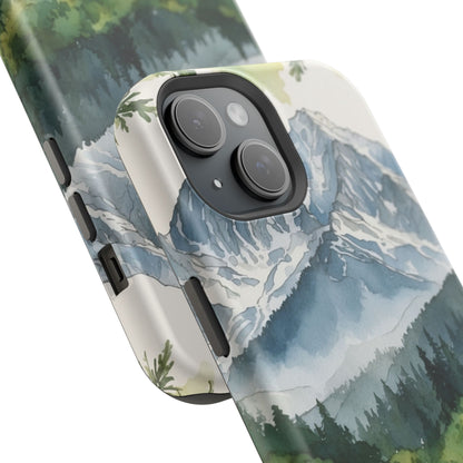 Watercolor Alpine Mountainscape - MagSafe iPhone Case