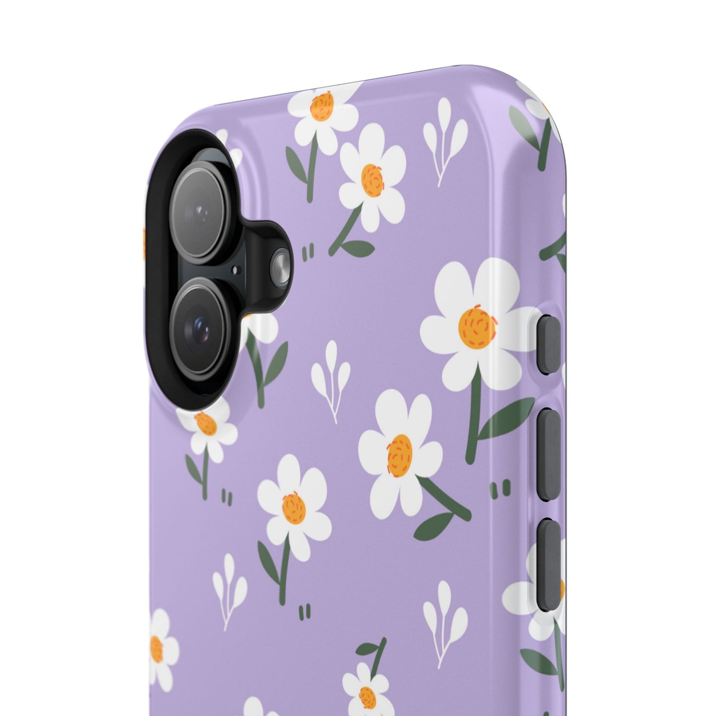 Purple Daisy Garden MagSafe  iPhone Case – Soft Lavender Background, Shockproof Protection with Slim Fit