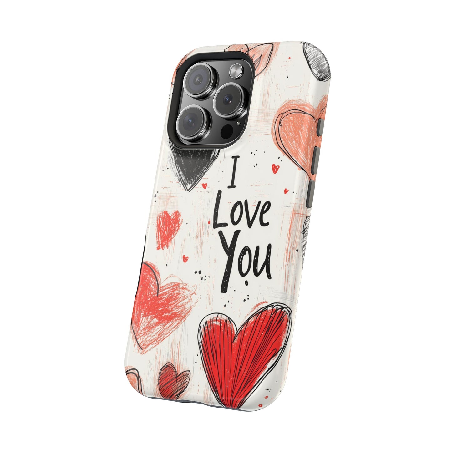 Romantic "I Love You" Heart Sketch - MagSafe Compatible Case