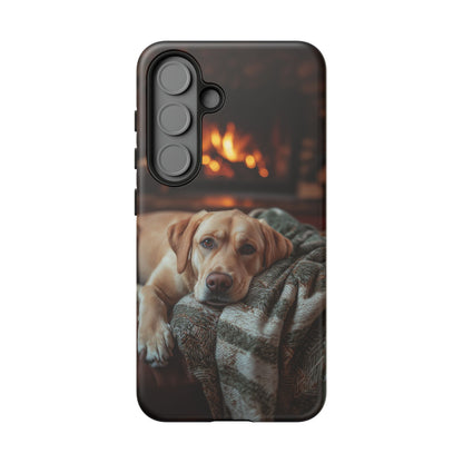 Cozy Labrador by Fireplace Samsung Galaxy Case – Rustic Cabin Protective Cover