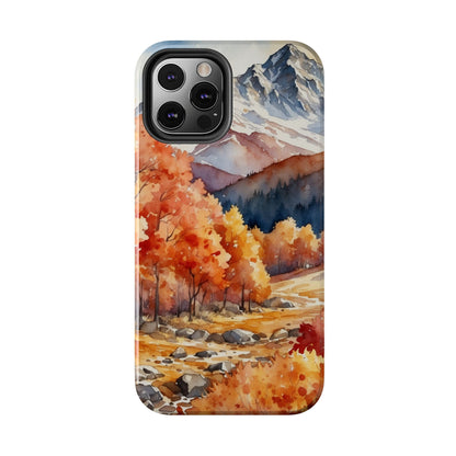 Watercolor Autumn Forest and Mountains - iPhone Case