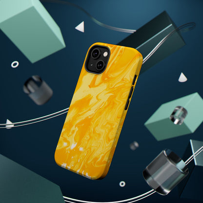 Luxe Yellow Marble MagSafe iPhone Case – Bold Golden Elegance with Magnetic Precision