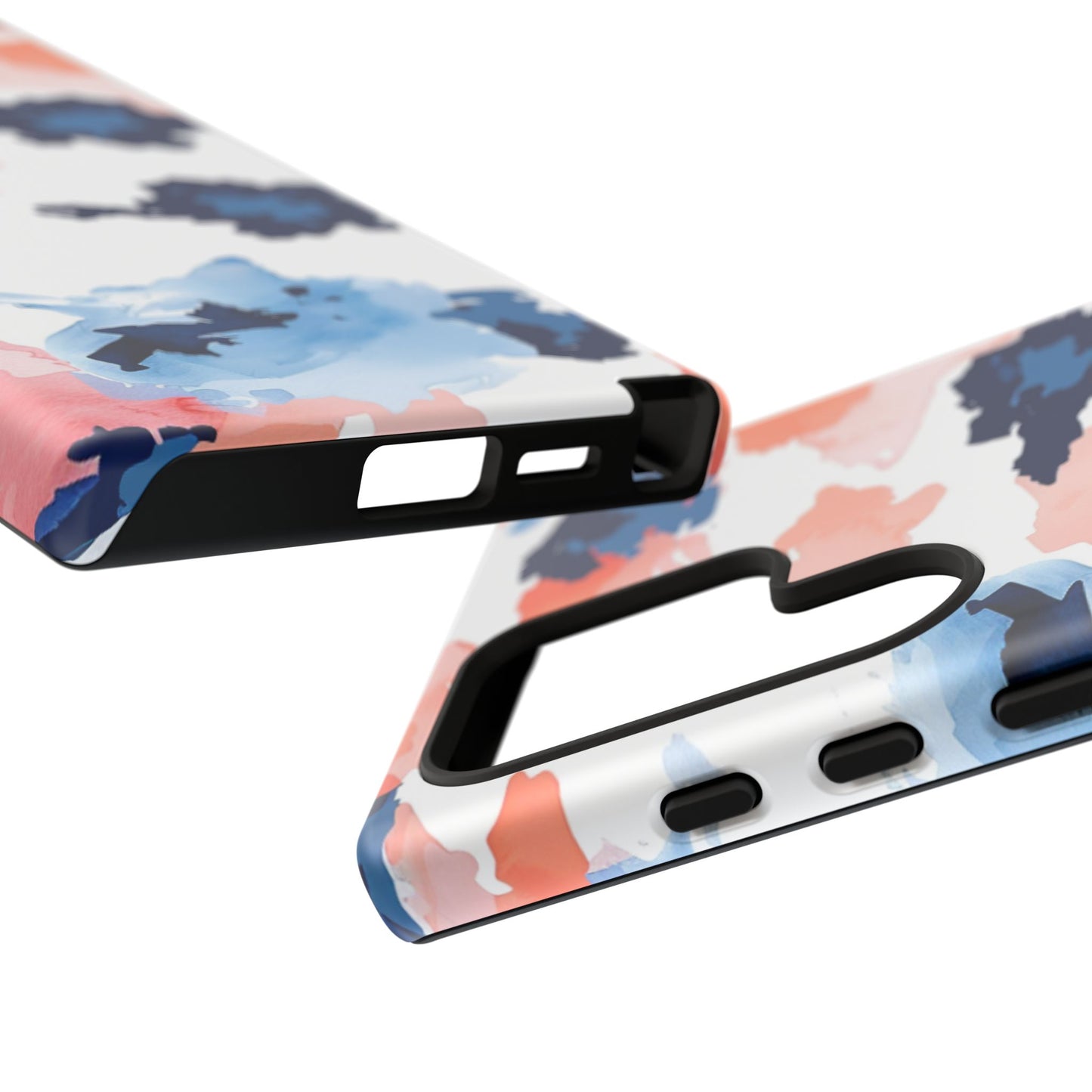 Abstract Coral & Navy Watercolor Design – Samsung Galaxy Case